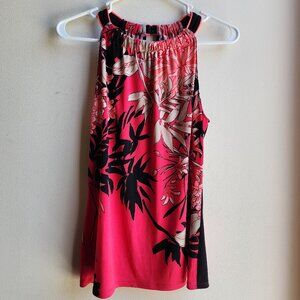 Tahari Pink Tropical Halter Top Size Small